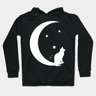 Cat, Stars, and Moon in Silhouette Hoodie